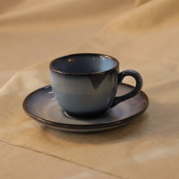 Elegant Blue Ceramic Tea Cup and Saucer Set